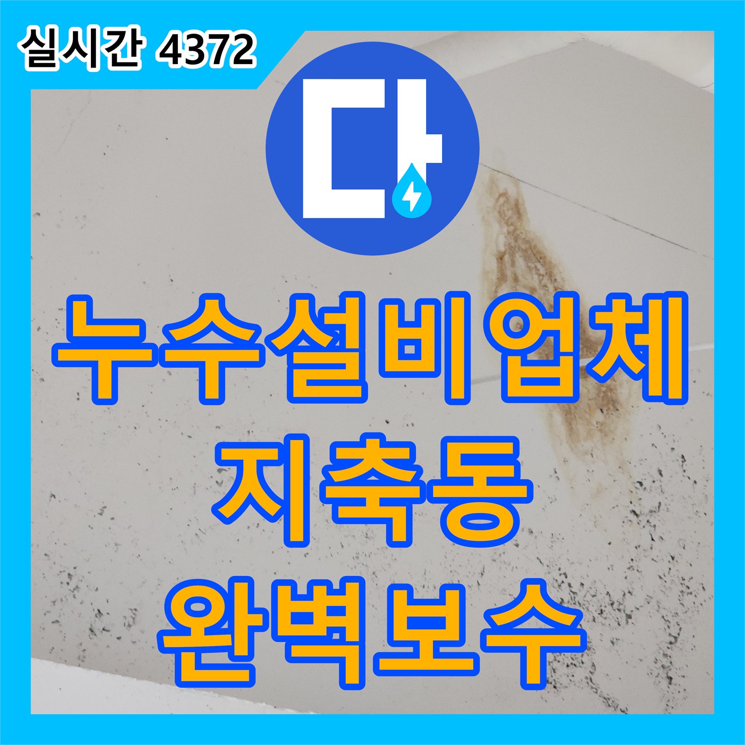 누수설비업체 식당 주방 방수 결함으로 인한 아랫층 천장 누수를 정교하게 보수한 경기 고양시 덕양구 지축동 현장