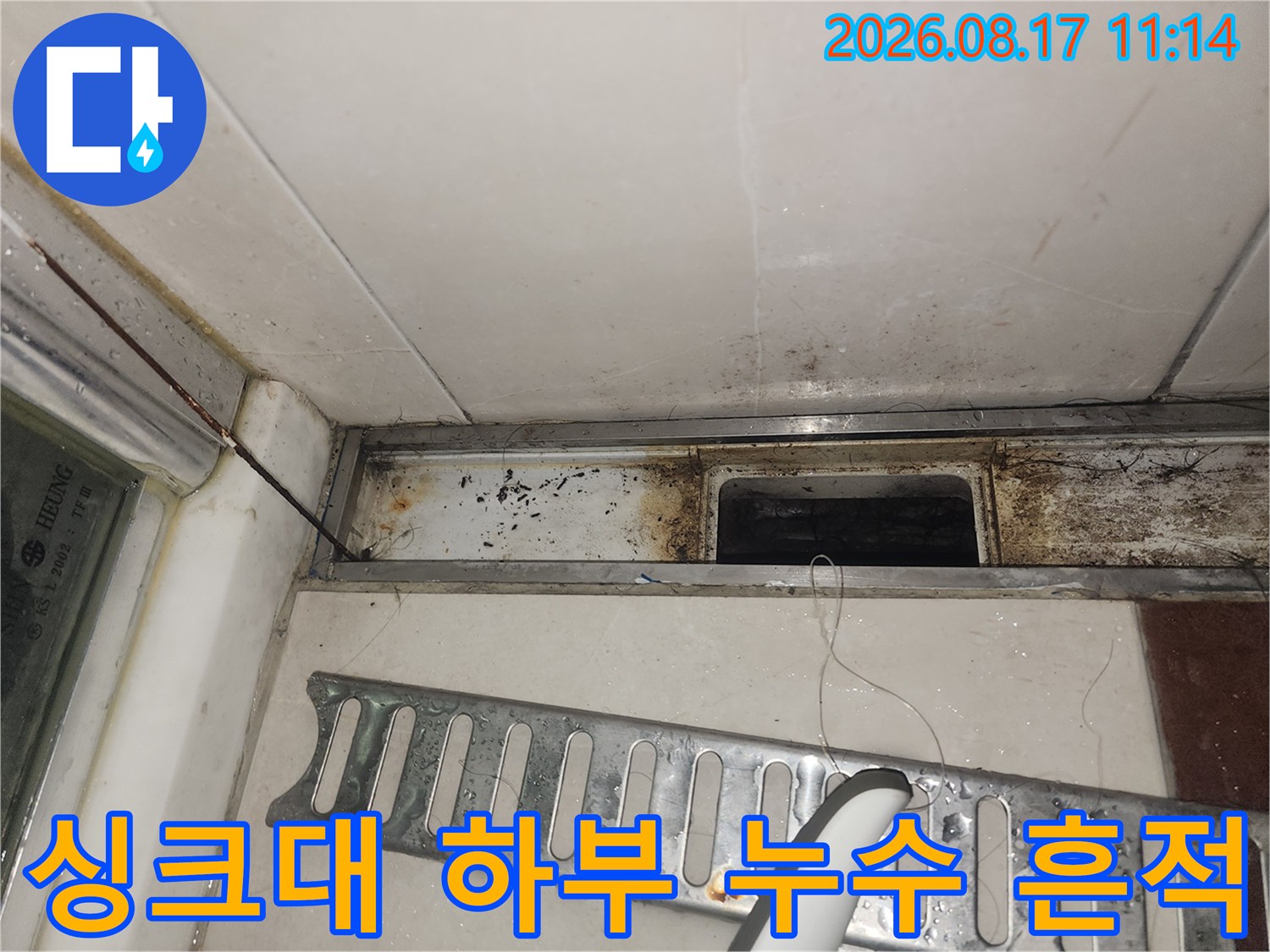 영등포구 여의도동 싱크대 하부 배수구 주변의 오염과 습기 흔적