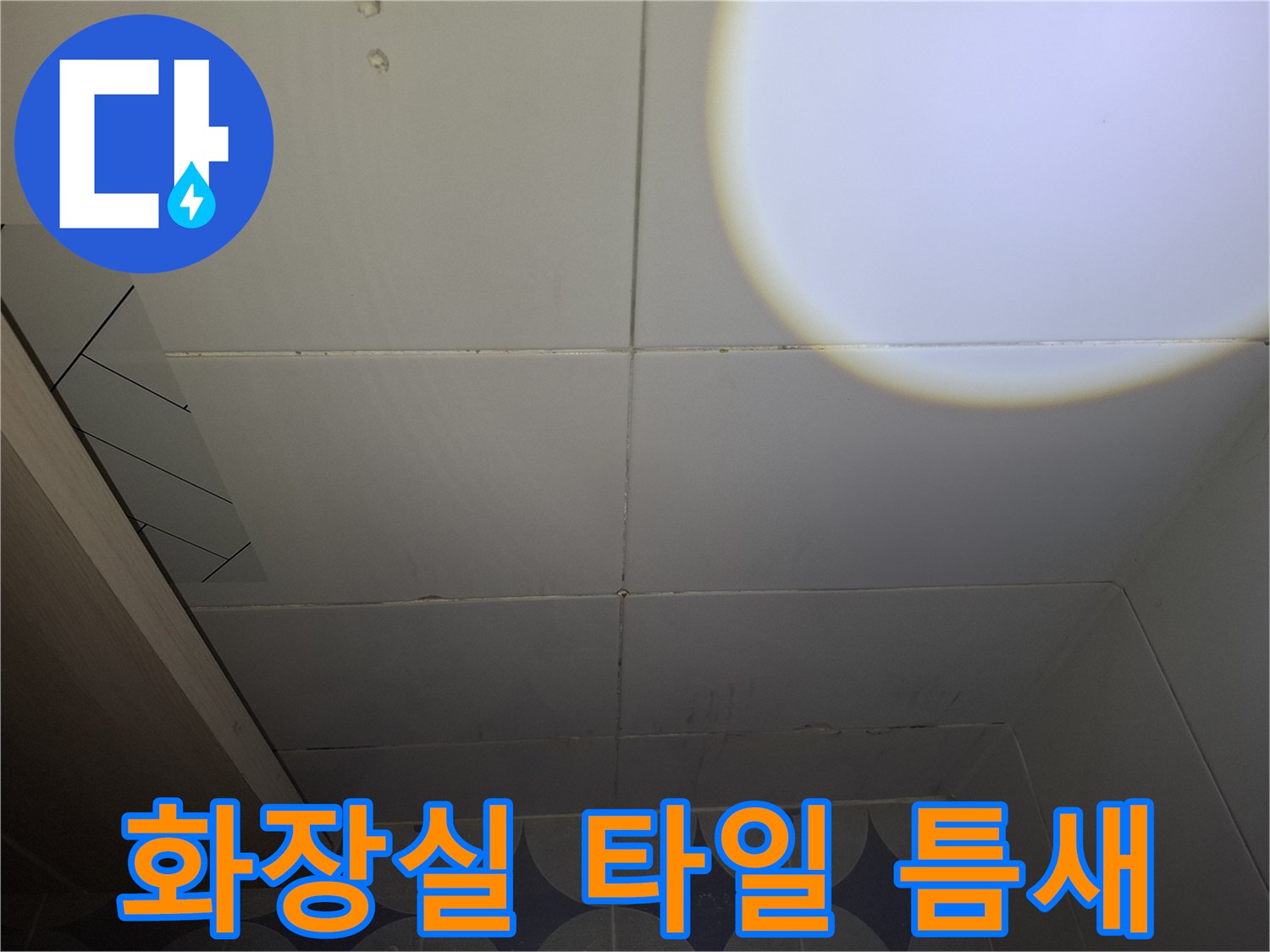 안산 상록구 화장실 벽면 타일 사이의 균열과 습기 상태