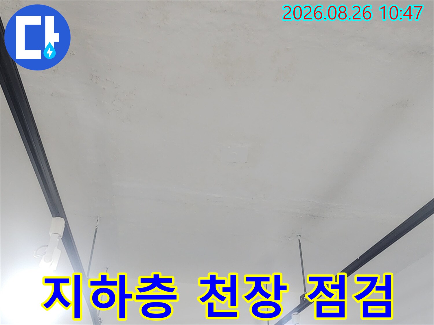 강북구 수유동-상가 지하층 천장의 누수 상태 확인을 위한 현장 점검 모습입니다.