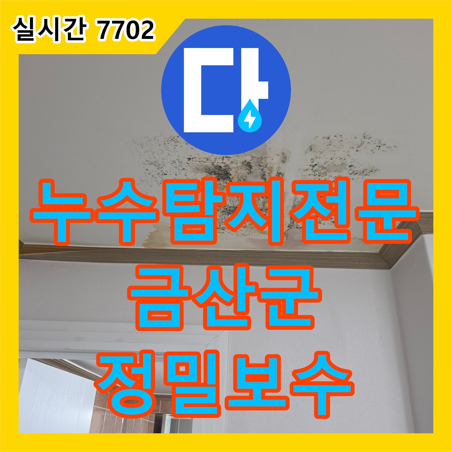 누수탐지전문 아랫집 천장 곰팡이의 원인이었던 변기 직수 앵글밸브를 찾아 보수한 충남 금산군 금산읍 현장