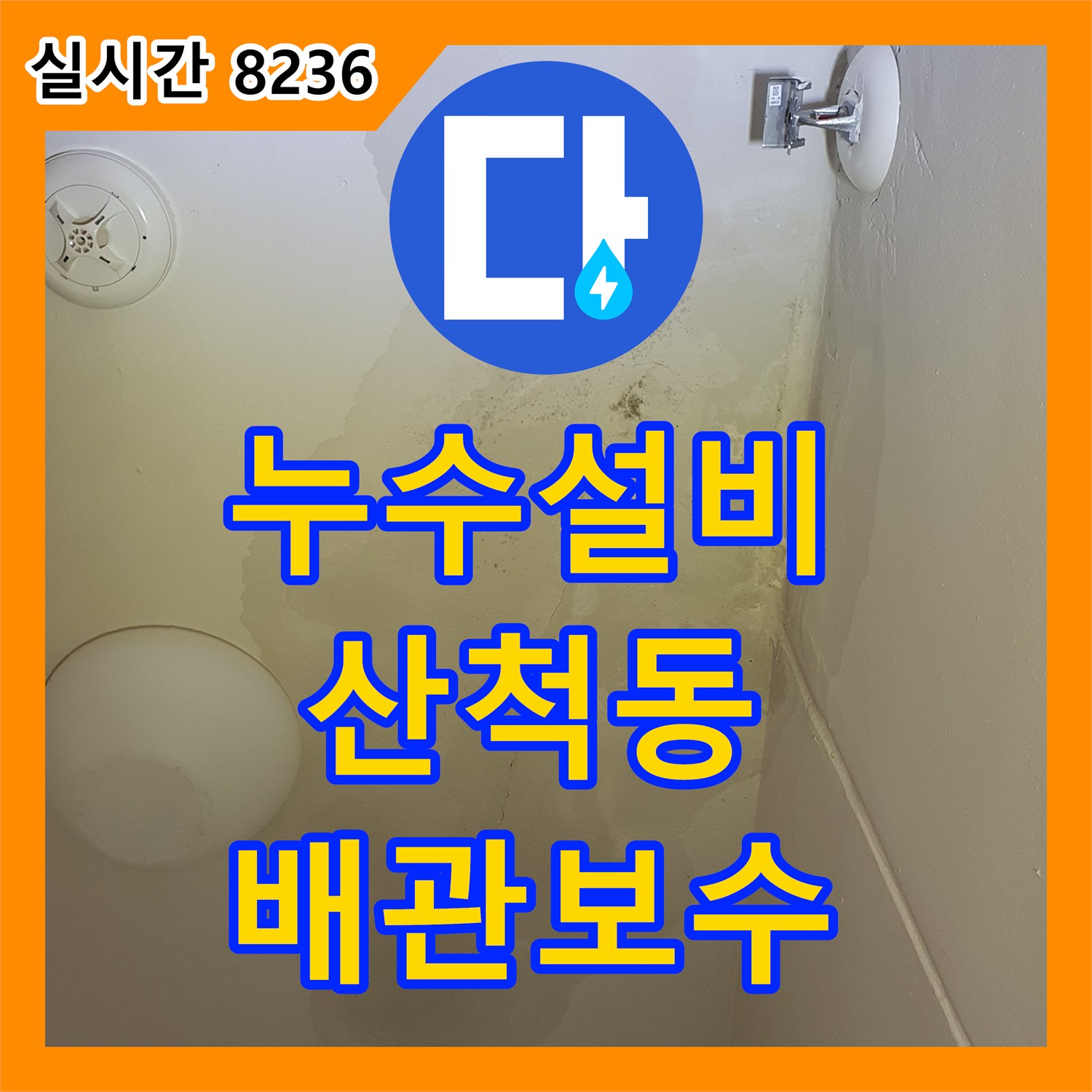 누수설비 아랫집 세탁실 천장의 광범위한 습기와 변색을 해결하기 위한 배관 보수 작업 경기 화성시 동탄구 산척동