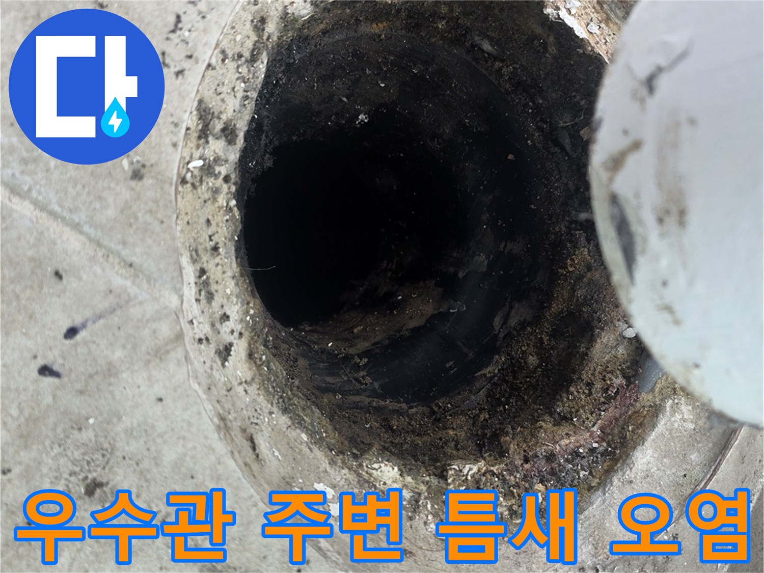분당 수내동-배수관 주변의 심한 이물질과 오염