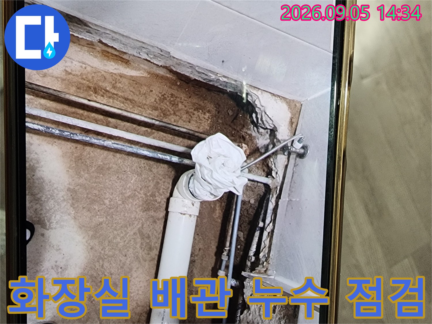 은평구 신사동-화장실 내부 배관 및 하수관 주변 습기 확인 현장