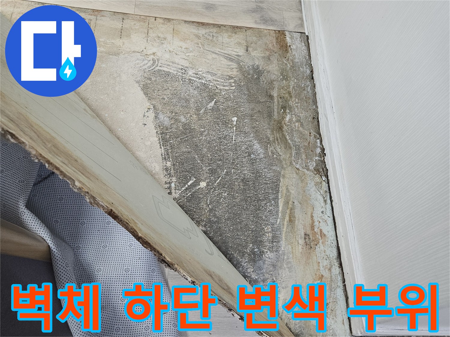 죽전동 현장-습기로 인해 어둡게 변한 벽면 콘크리트