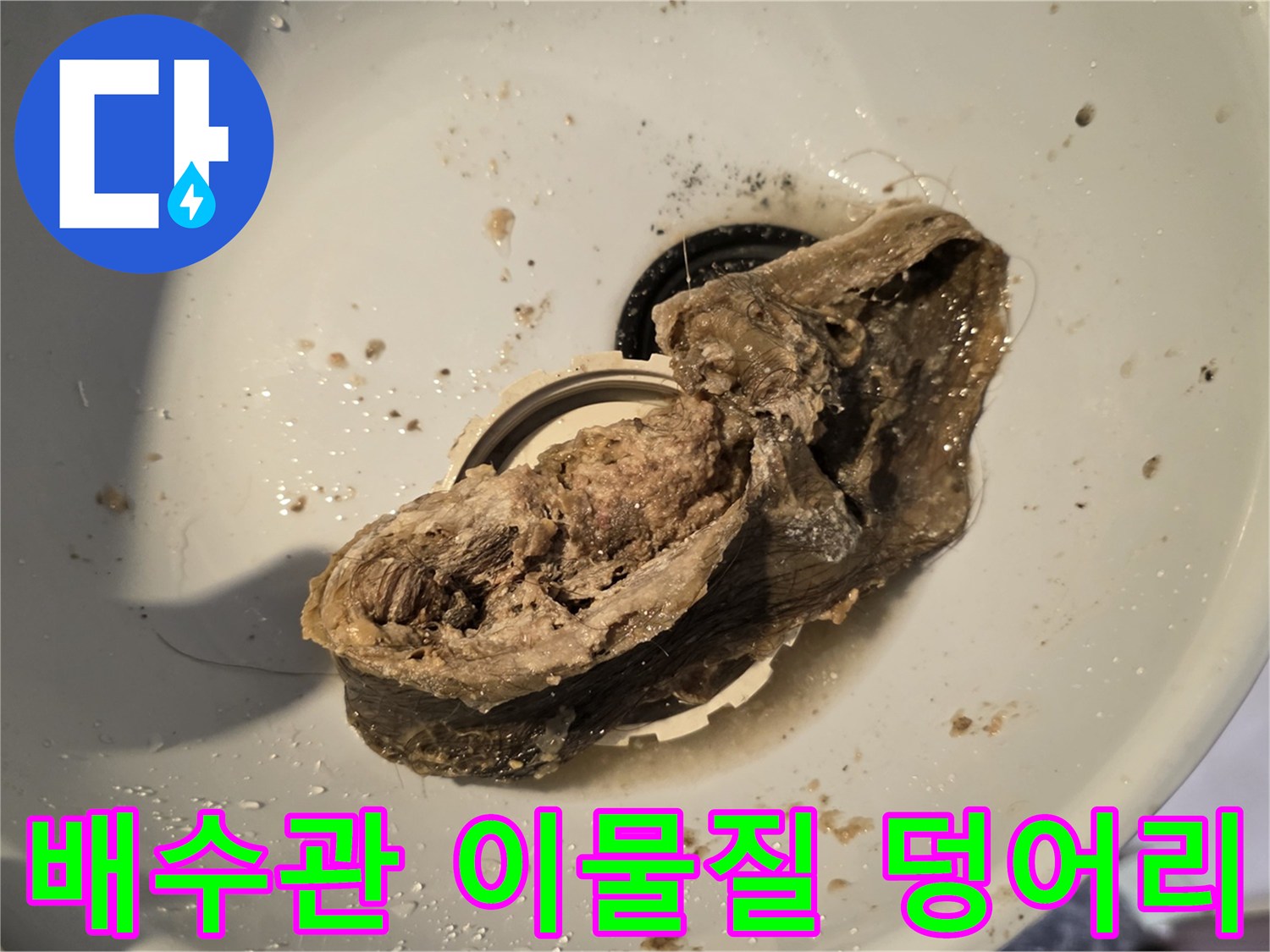 남양주 덕소 현장에서 추출한-배수관 내부의 거대한 오물 덩어리