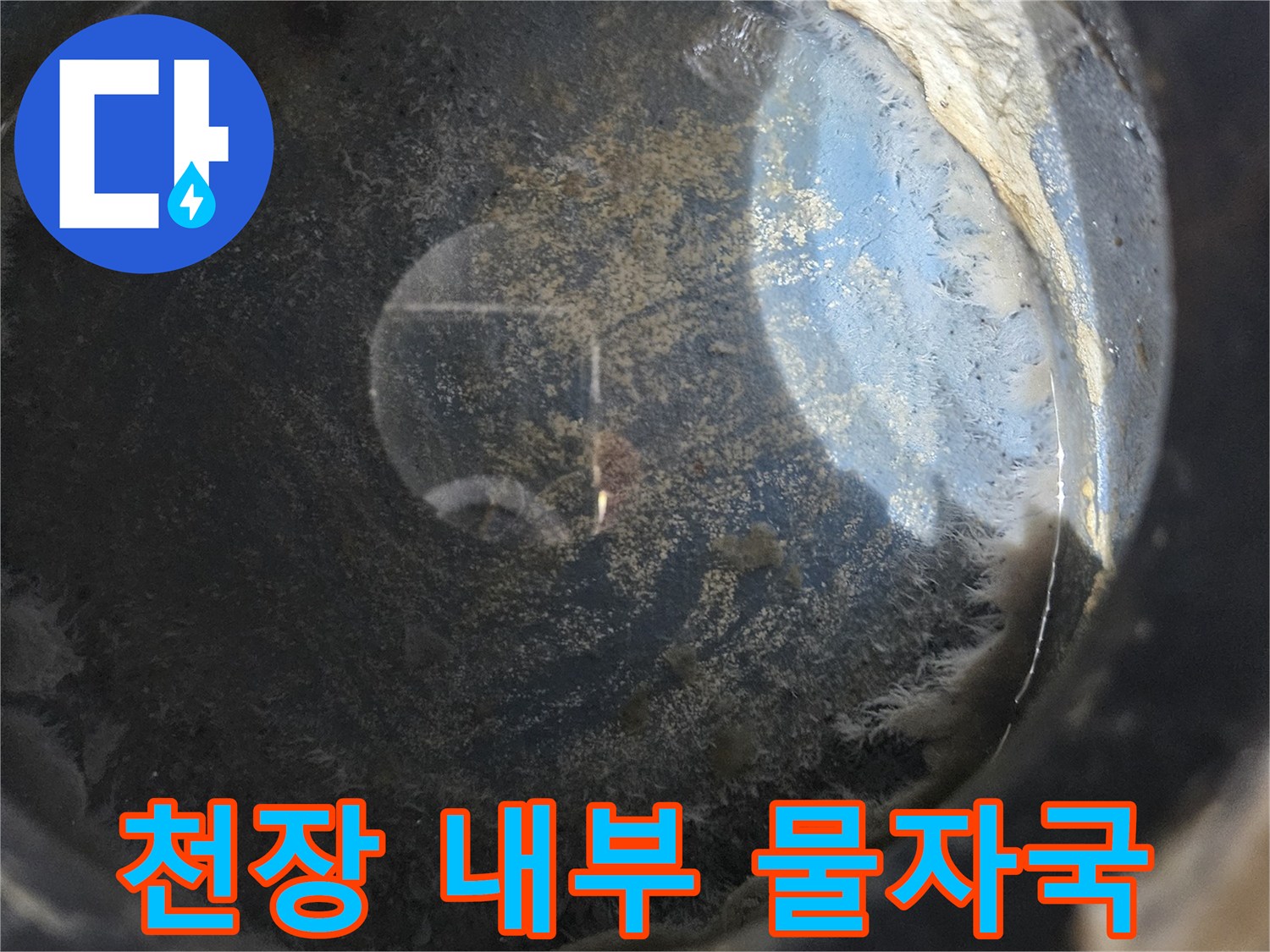 물기가 스며든-천장 마감재의 젖은 모습