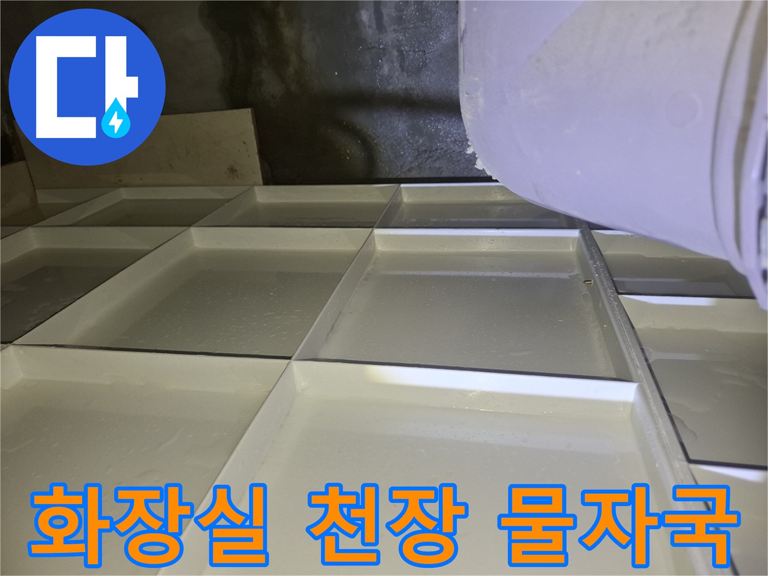 양주 삼숭동 현장의 화장실 천장 내부 콘크리트 벽면 습기 및 물 자국 상태