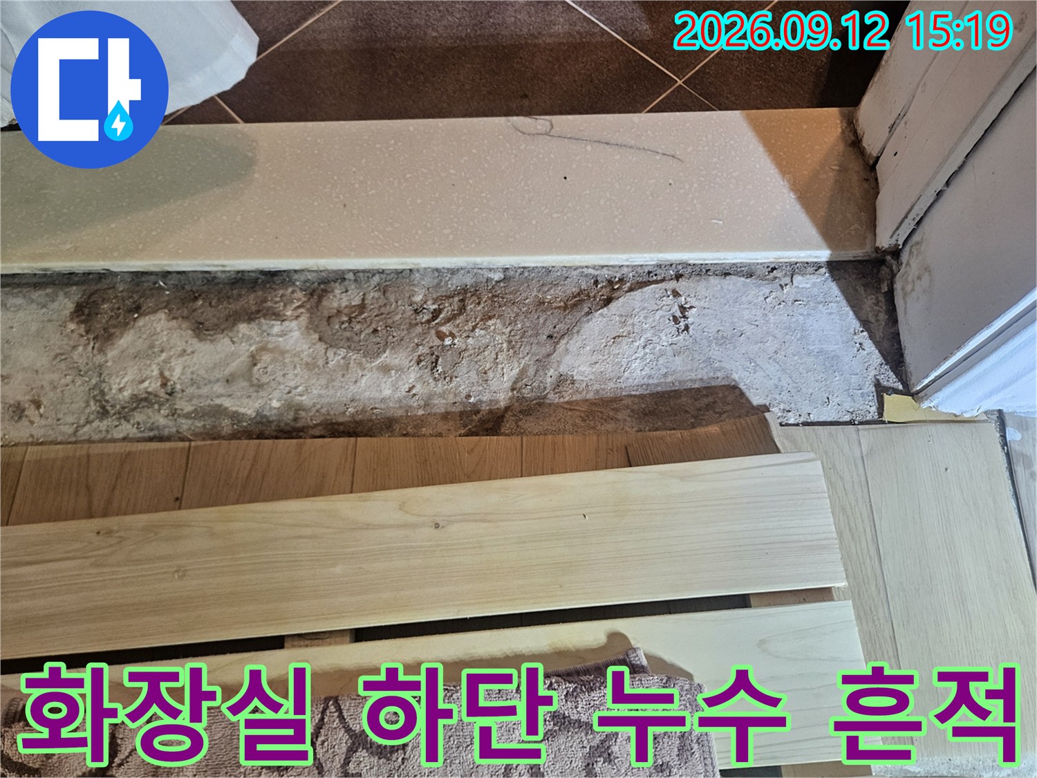 고양시 일산동구 장항동 화장실 벽면 하단부의 젖음과 침식 현상